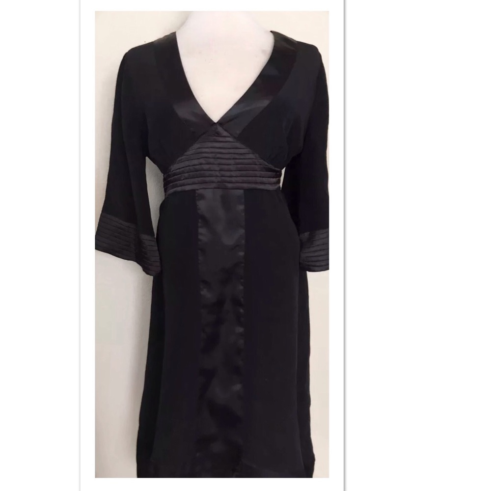 Anthropologie Gracie 100% Silk Black Kimono Dress